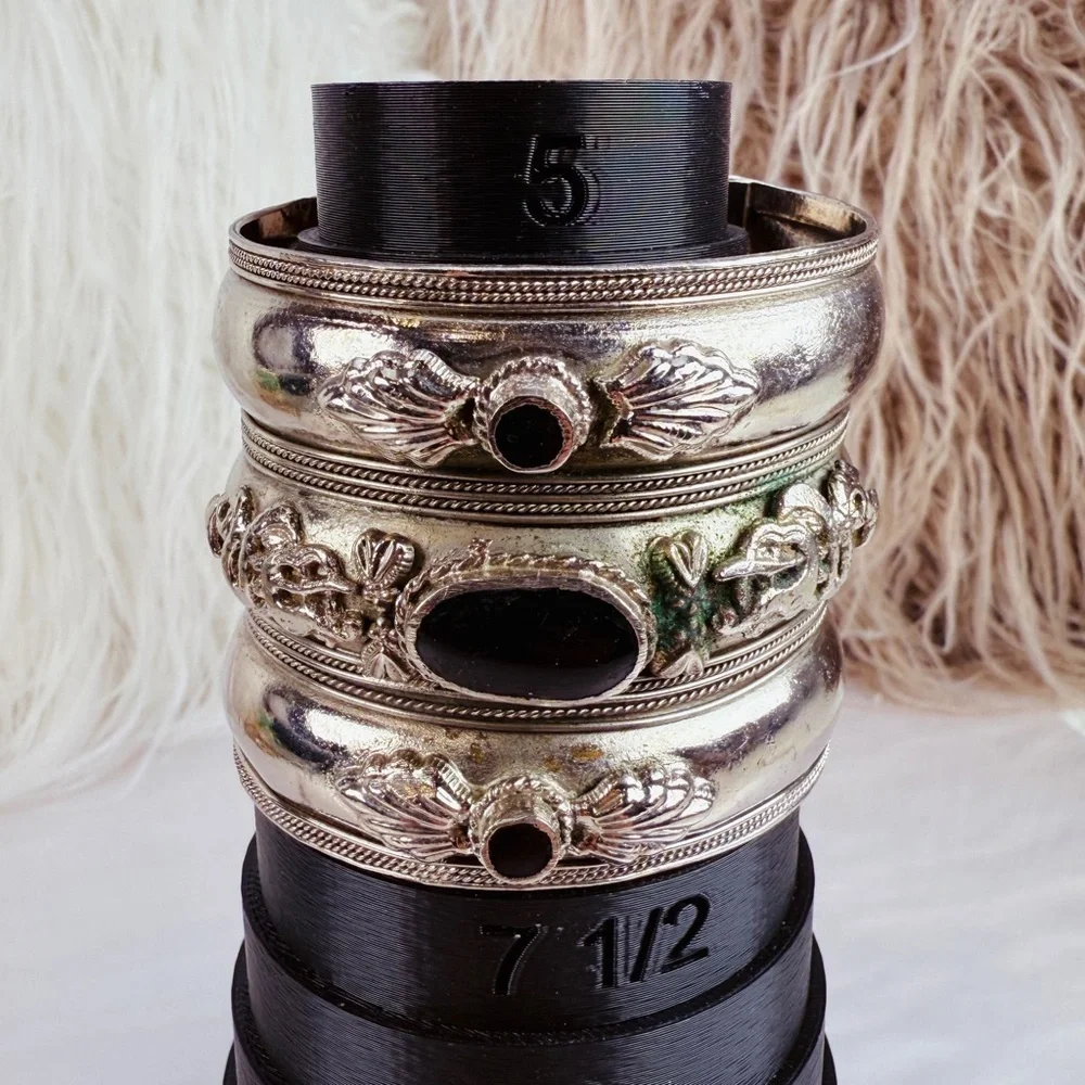 Bohemian chic, aged Silvertone, large, wide band, cuff bracelet